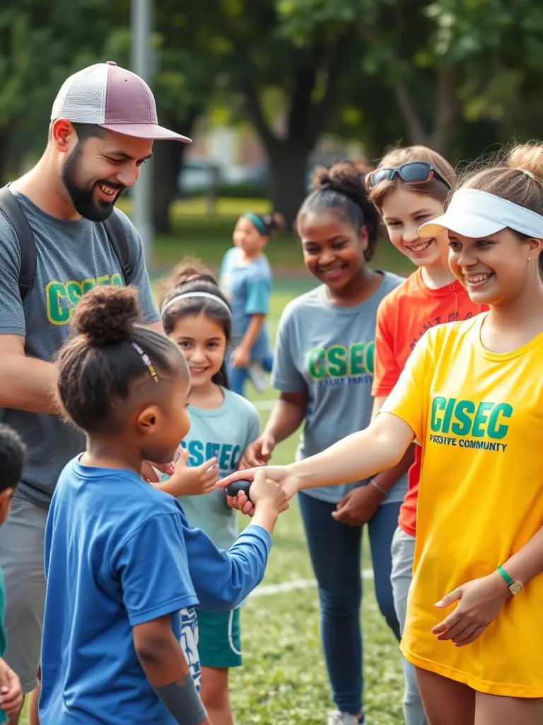 A group of CSESC members volunteering at a community sports event, demonstrating their commitment to giving back.